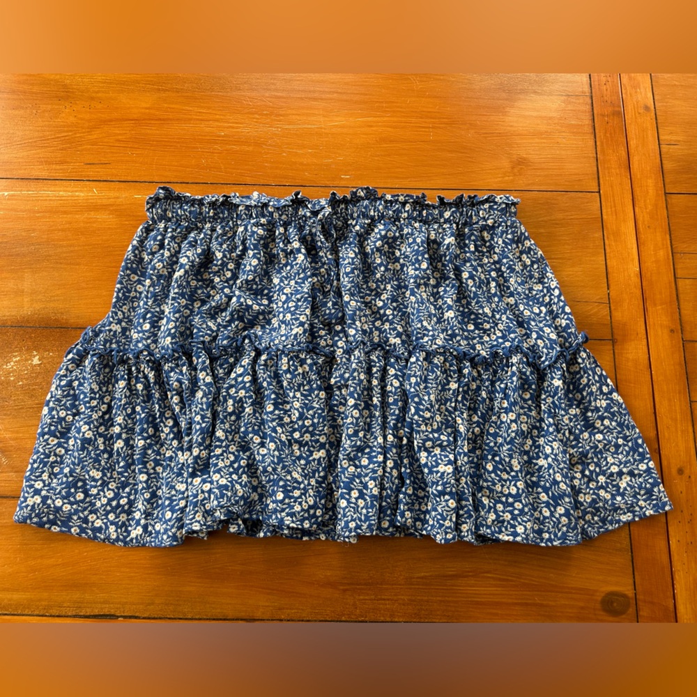 Lulu's Blue and White Floral Mini Skirt